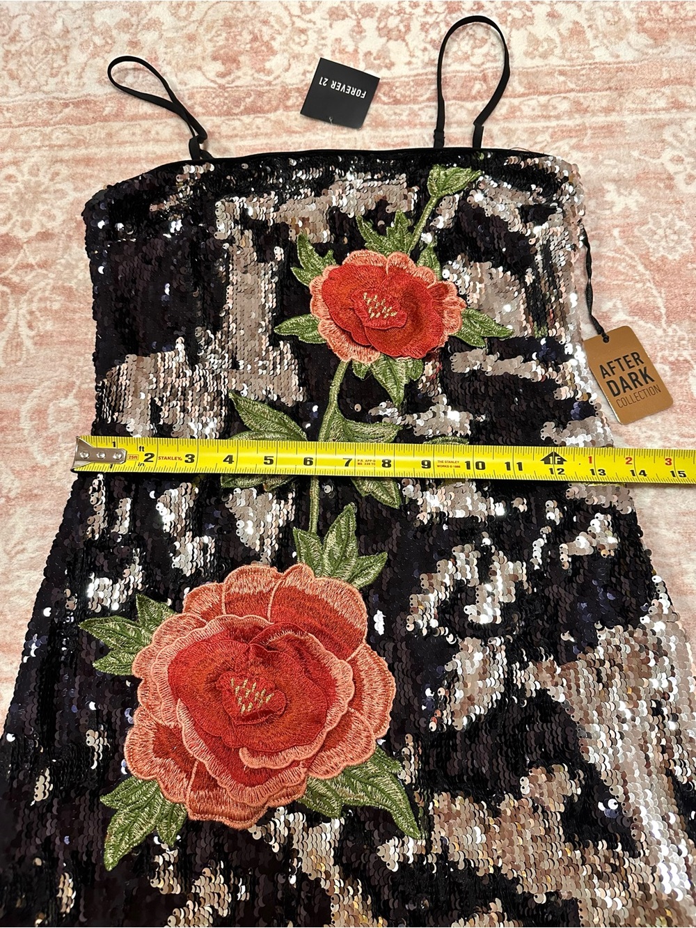 NWT 🌺 Sequins & Flower Appliqué Dress - Picture 9 of 11